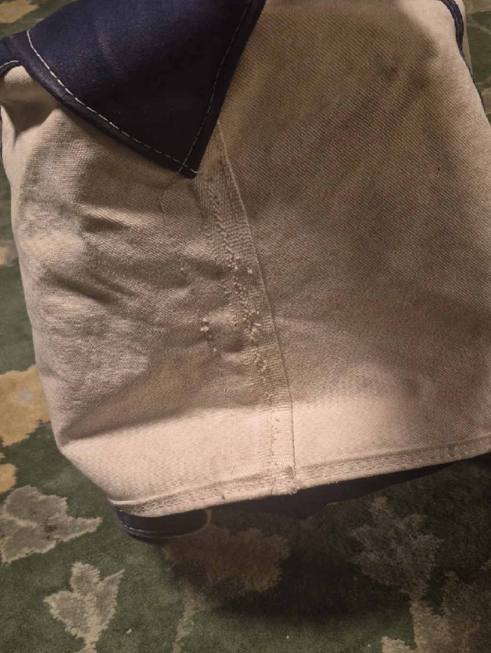L.L. Bean Canvas Duffel Bag in Beige and Navy